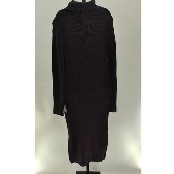 Lulus Black Long-Sleeve Midi Dress with Side Slit - Picture 3 of 5